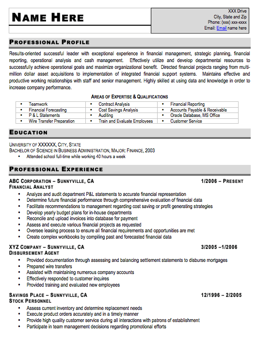 Resume Template Restaurant Word