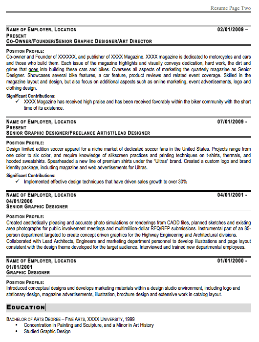 Graphic Designer Resume Sample