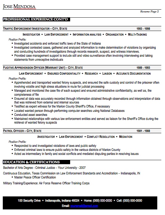 Law enforcement resume help