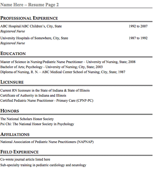 Pediatric Nurse Resume Sample